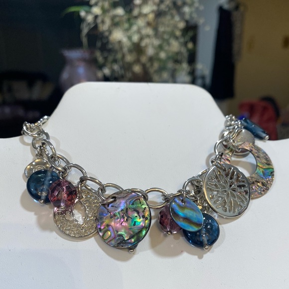 2 FOR $20 ITEM
116.  ABALONE & MULTI-COLORED BEADED CHARM BRACELET WITH EXTENDER - Picture 2 of 9